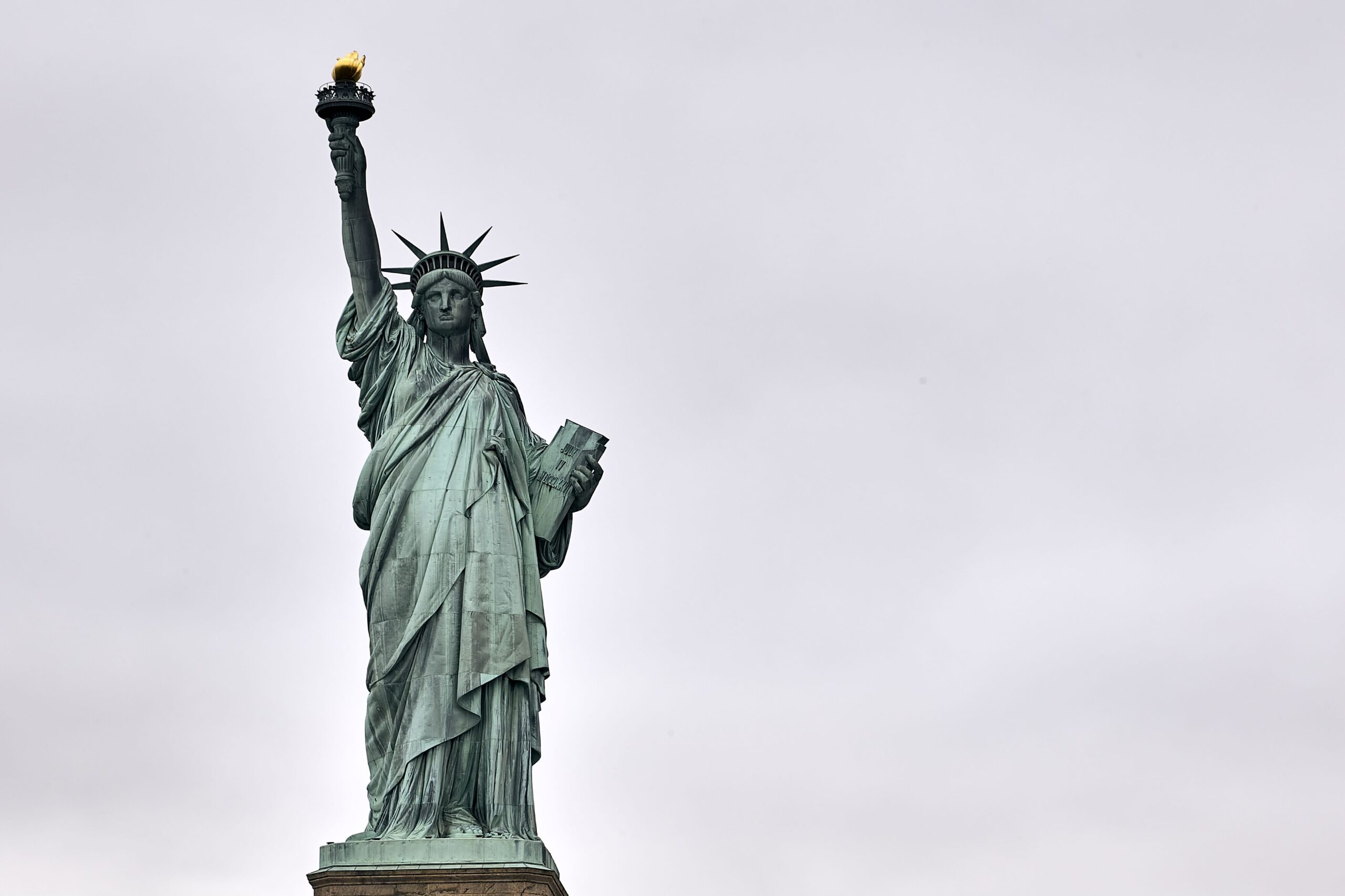 Historic Statue of Liberty on a Cloudy Day