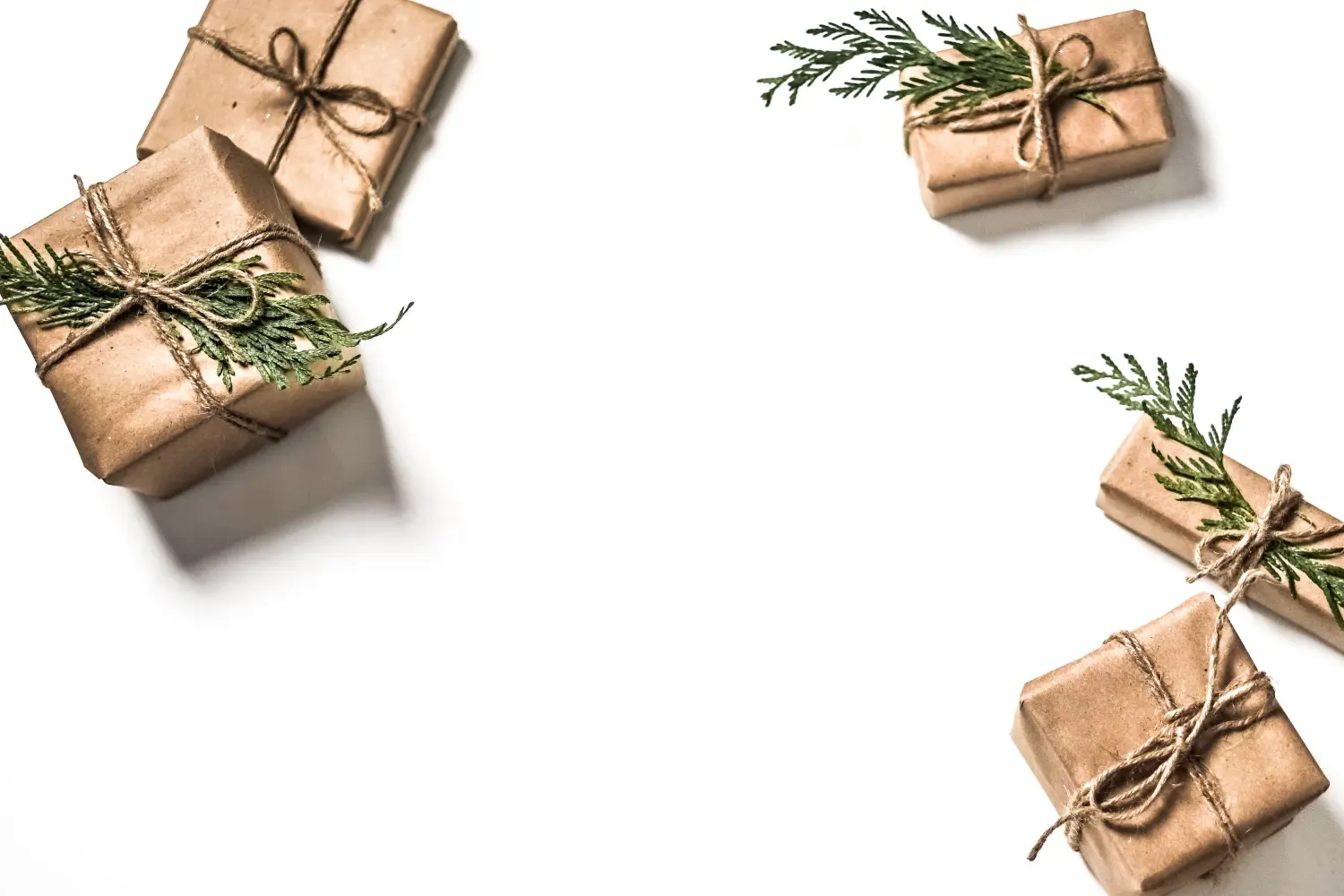 Holiday Gift Boxes with Sprig Decoration