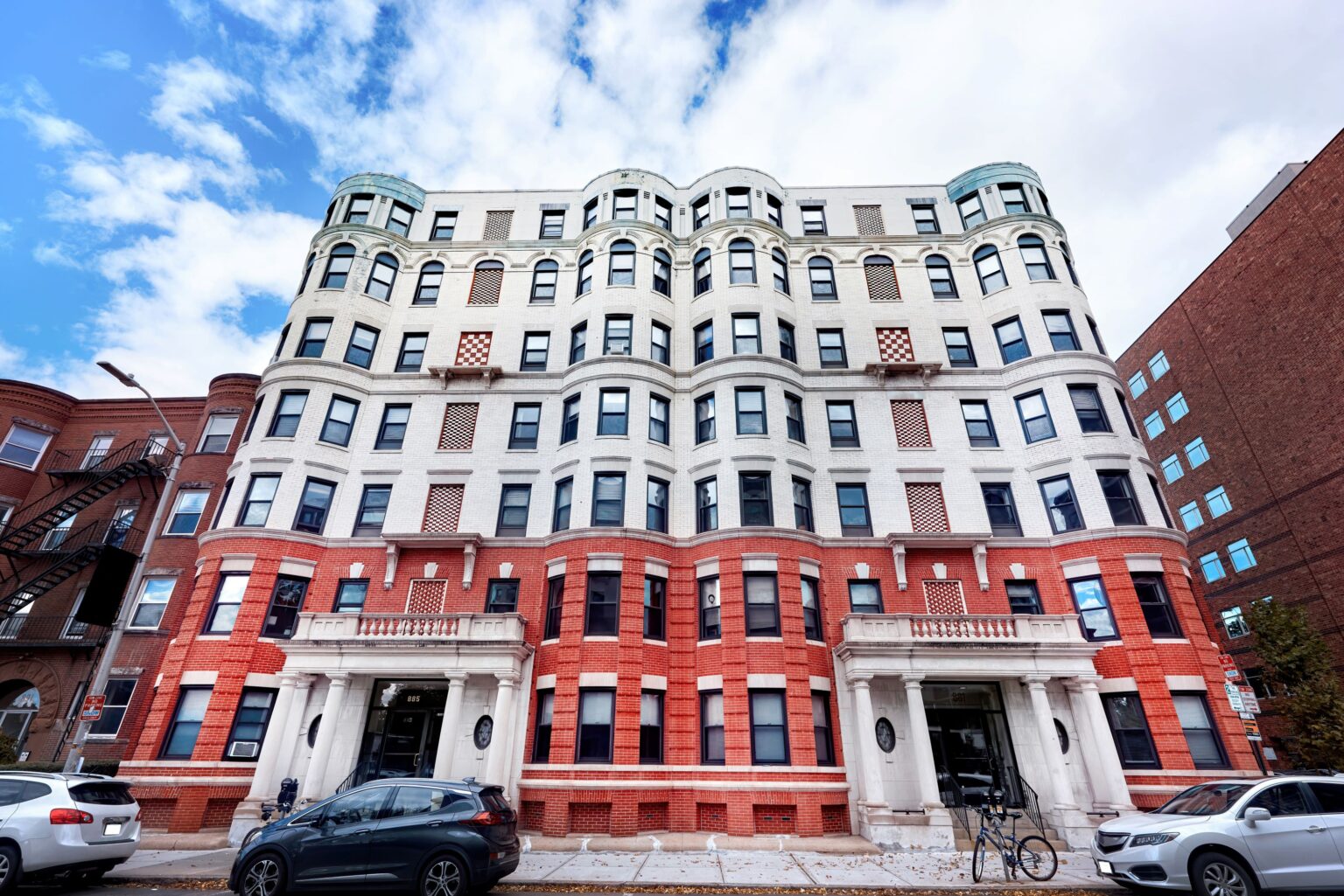 A Beautiful 6 Story Building in Manhattan With Cream and Orange Facade