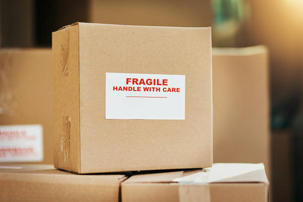 Fragile Marked Cardbox Ready for iMOVE NYC Crew to be Delivered