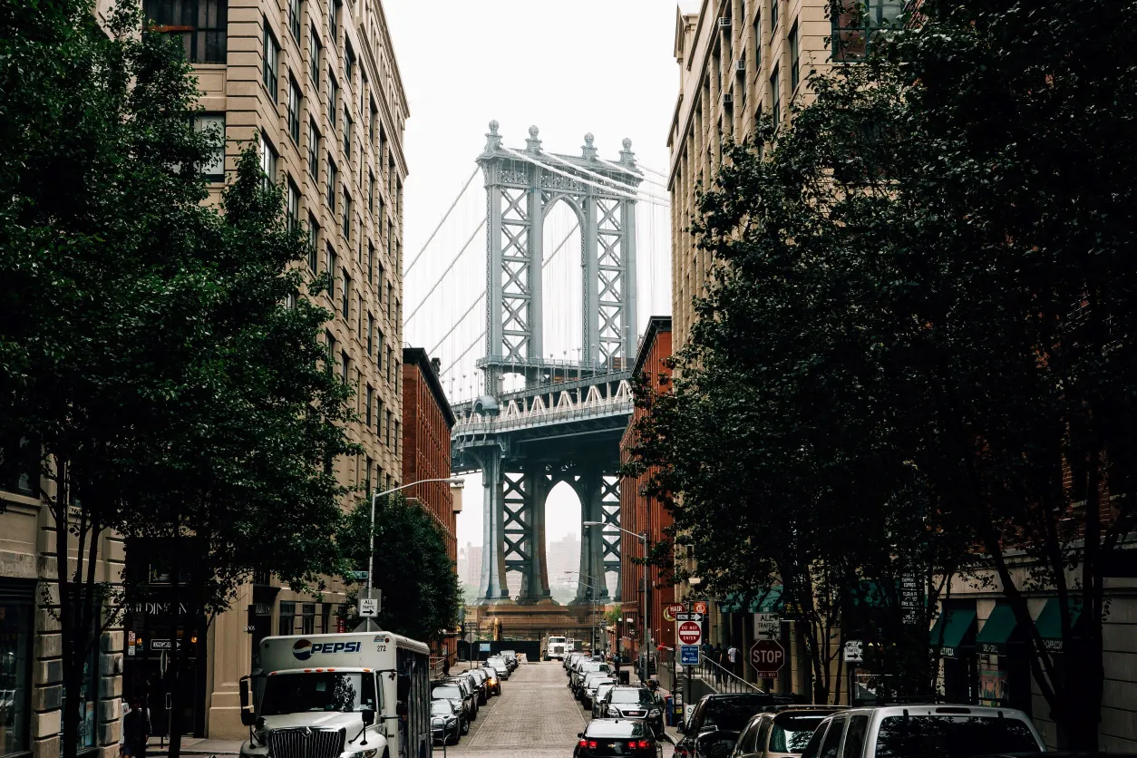 A View on Manhattan Bridge from the Washington Street NYC
